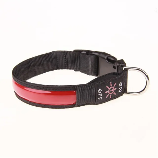 New LED Luminous Dog Collar Nylon Materials Rechargeable Pet Collar Various Colors Pet Product with USB Peach Shaped Charge
