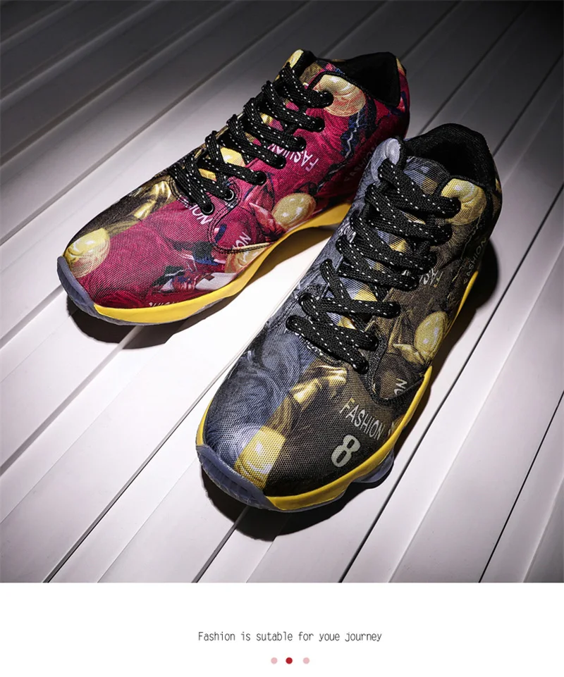 HZXINLIVE/Коллекция года; женские кроссовки на платформе; Модные дышащие ботильоны с граффити и тотемом; амортизирующие уличные кроссовки
