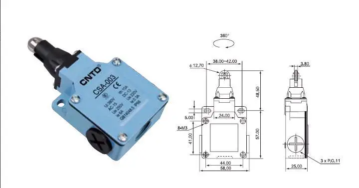 

4Pcs/Lot Top Quality Original CNTD CSA-003 Limit Switch/Micro Switch Ui 380V Ith 10A