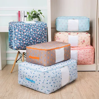 

New Thicken Oxford Cotton Quilt Bag Cartoon Package Organize Bag Soft Storage Box Moisture Resistant Clothing Toys Storage Bag