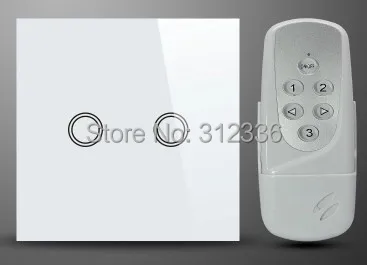 

Free shipping 86MM 1PC Switch+1PC Remote Control wall switch Glass touch switch panel 2 gang 1 way tempering glass