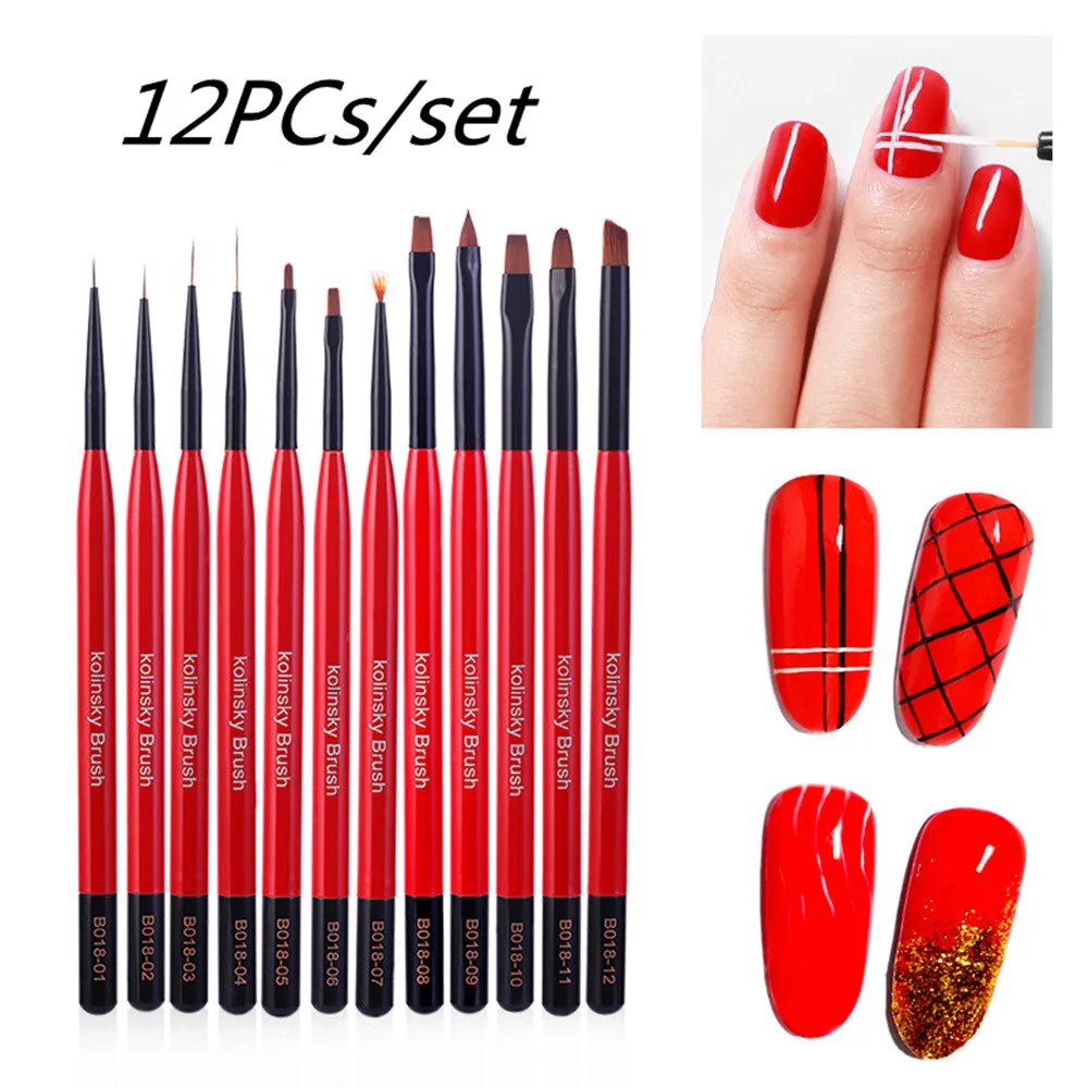 

Drop Ship 100% brand new and high quality 12 PCs/Set Red Professional Nail Painting Flowers Pen Nail Art Dotting Tool Z1126