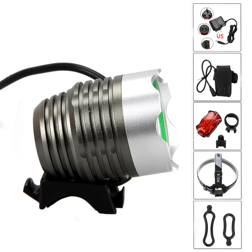 5000Lumens XM-L T6 LED Bike Lamp Front Bicycle light Cycling Headlamp Head Torch with Rechargeable Batterry Pack +Rear Light | Спорт и