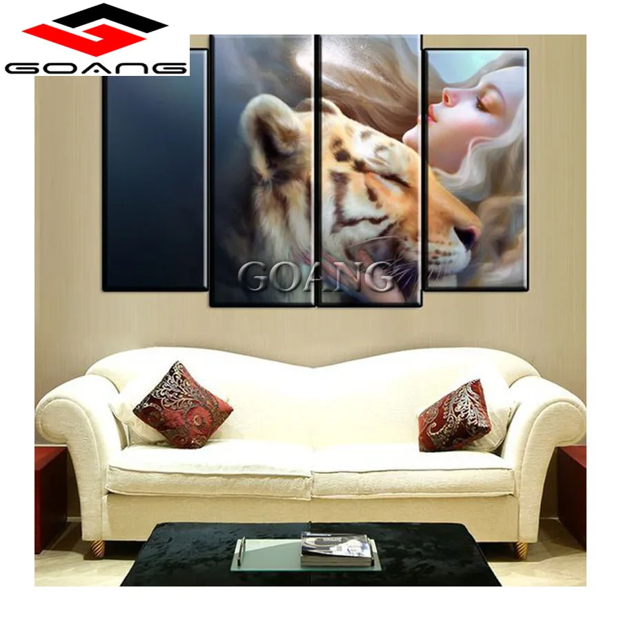 

girl and tiger Diamond Cross Stitch Diy Diamond Embroidery 5d diamond Mosaic Rhinestone Pasting home Decor Diamond painting