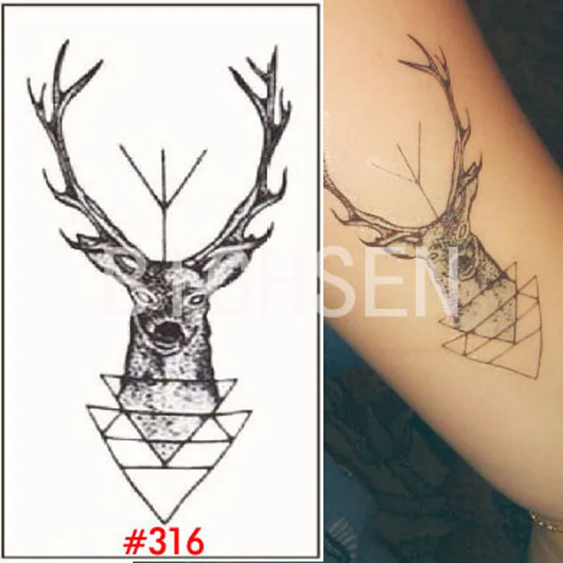 Временные олень татуировки поддельные рисунки водонепроницаемый временные штук