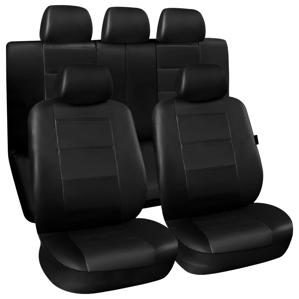

11 Pcs Black Car Seat Cover Set Universal Auto Vehicle Seat Protector PU Leather Dustproof Automobiles SUV Interior Accessories