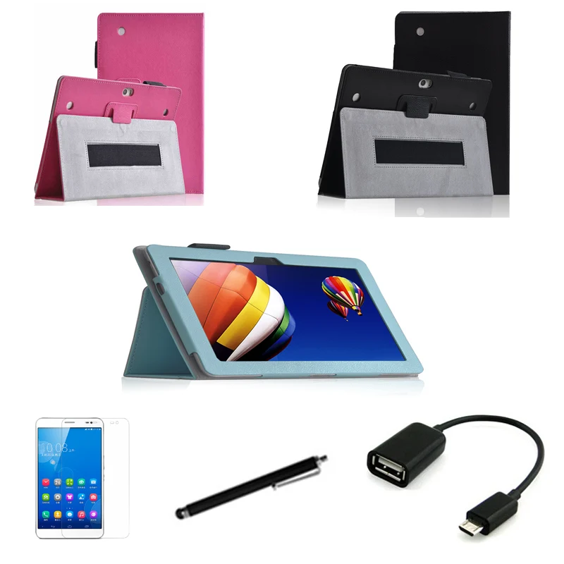 

4in1 protective Leather Case +OTG+ Screen Protector+touch pen For huawei  MediaPad 10 Link+  FHD 10.1'' Tablet PC dormancy