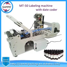 Горячая этикетировочная машинка для круглых бутылок с кодовым принтером, полуавтоматическая этикетировочная машина