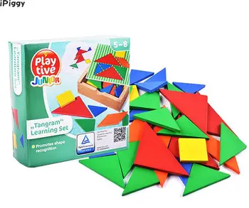 

iPiggy Colorful Wooden Tangram Brain Teaser Puzzle Toys Tetris Game Preschool Magination Intellectual Educational Kid Toy Gift
