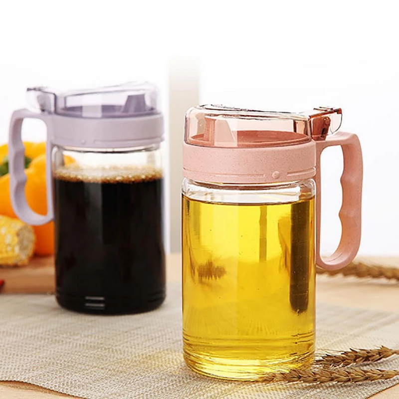 580ml NEW Glass Kitchen Oil & Vinegar Storage Dispenser Leak-proof Soy Sauce Cruet Glass