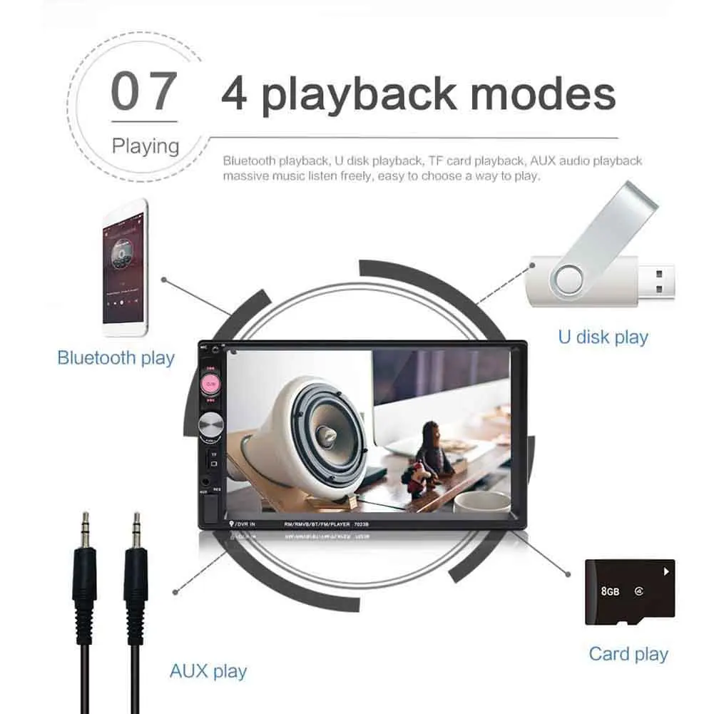 " портативный двойной 2 автомобиля Bluetooth стереонаушники сенсорный MP5 плеер USB FM радио приемник с камерой