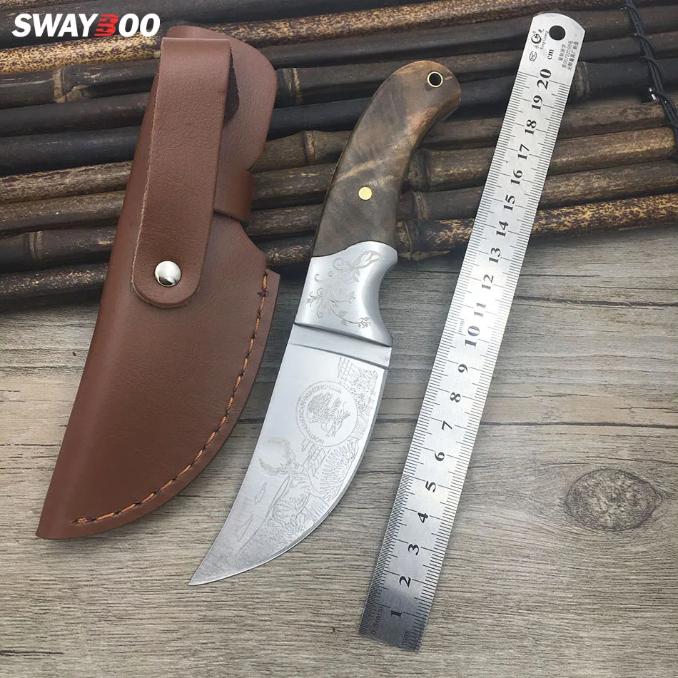 High Quality hunting knifes wood handle survival tactical fixed knife