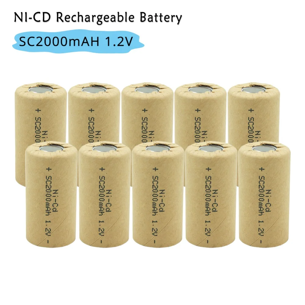 Sub C SC 2000mAh Ni CD NI CD 1.2V Rechargeable Battery high discharge ...
