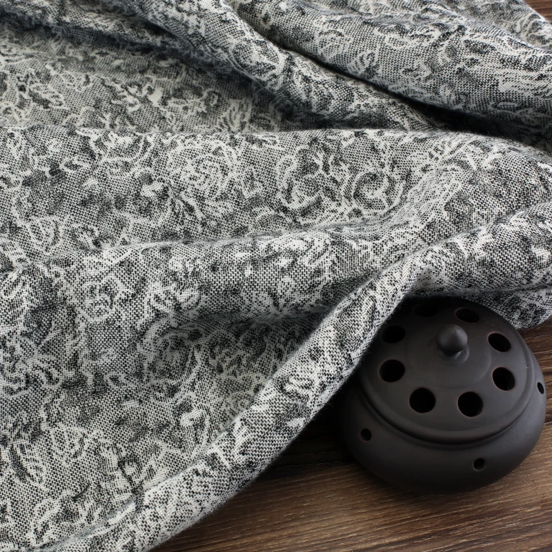 Double-deck 45% Linen 55%cotton Fabric for Women Dress Robe 140cm Wide Jacquard Fashion Cloth for Diy Sewing 18 Autumn New