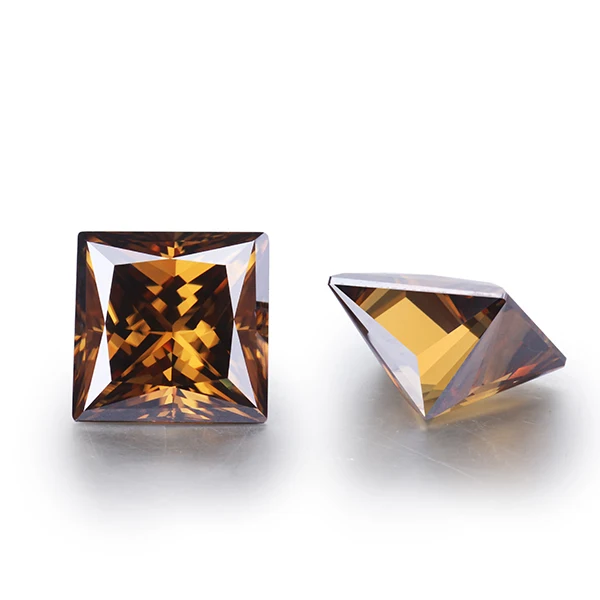 

Cheestar Gems Loose moissanites stone 9*9mm Princess cut 3.9 ct Moissanites Champagne color gemstones diamonds stone