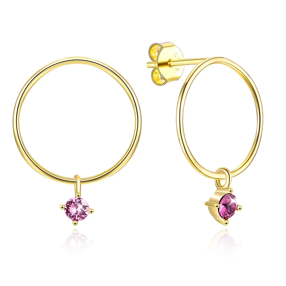 

INALIS Earrings Jewelry Crystals from Swarovski S925 Sterling Silver Hollow Round Simple Light Luxury Stud Earrings