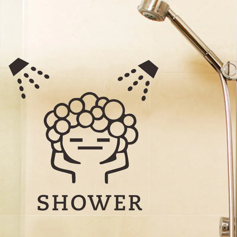 Enjoy Shower Wall Stickers Bathroom Glass Window Bubble Love Shower 