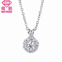 

GEHOO 2018 New 100% 925 Sterling Silver Chain Choker Flower Rotatable Cubic Zircon Pendant Necklace Women Charm Fine Jewelry