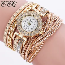CCQ Watch Women Brand Luxury Gold Fashion Crystal Rhinestone Bracelet Women Dress Watches Ladies Quartz Wristwatches C84