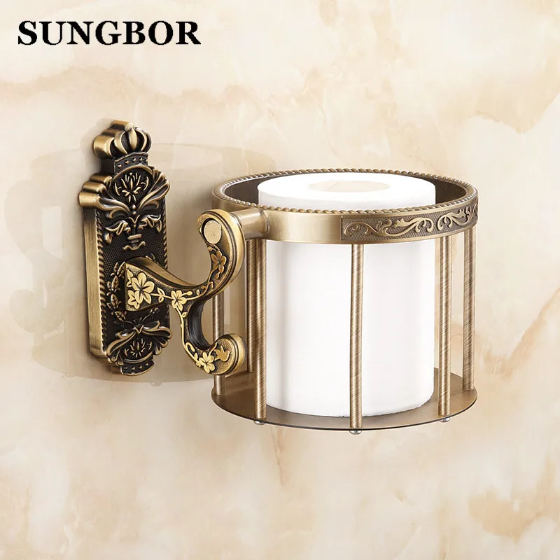 

Brass antique brass paper towel rack europe style showroom shelf paper holder European toilet paper box toilet accessories