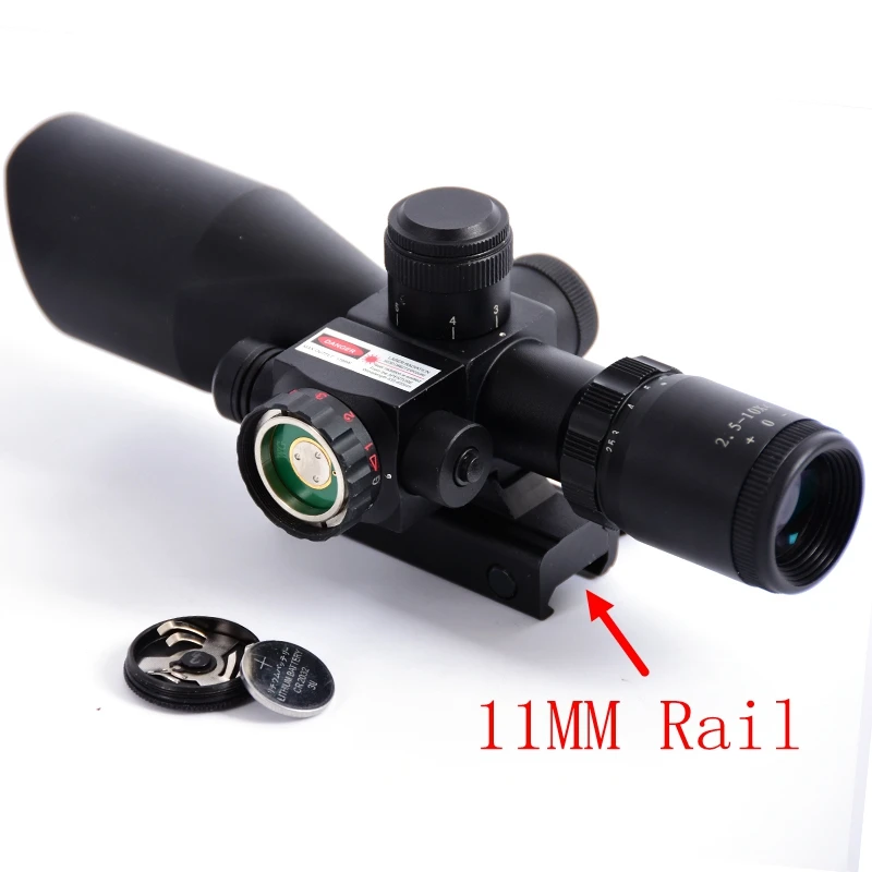 Охотничий Прицел 2,5-10x40 e красный зеленый с подсветкой Mil-dot ружье оптические прицелы для тактического прицела - Цвет: 11MM