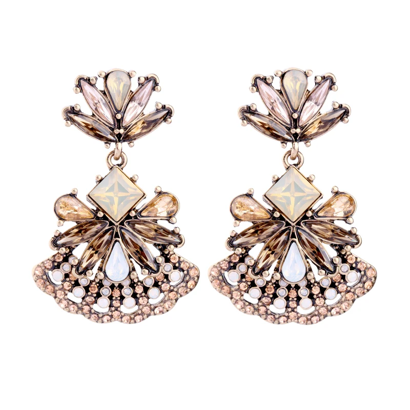 Fashion Glass Floral Hanging Earrings Online Shopping India Women Vintage Chunky Jewelry | Украшения и аксессуары