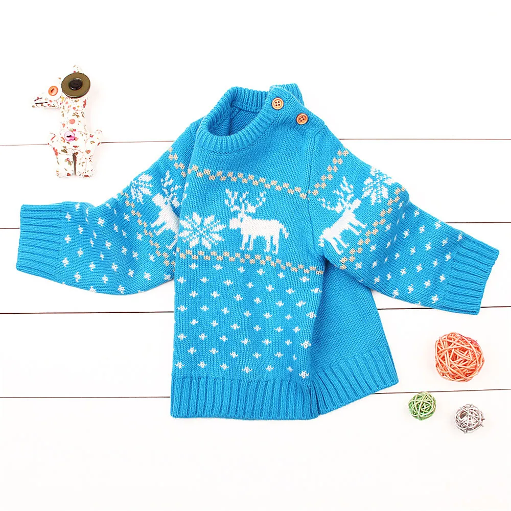 ARLONEET/Зимний Рождественский трикотаж для младенцев; теплый свитер для маленьких мальчиков и девочек; Рождественский трикотаж с длинными рукавами и рисунком; топы; свитер; L1019