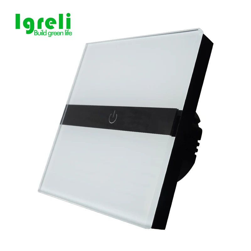 Comprare Igreli Smart Home, Casa Intelligente Ue Touch Screen Interruttore 1 Gang di Controllo Unico Bianco di Lusso di Cristallo di Vetro Della Parete del Pannello Interruttori Per La Lampada A Led