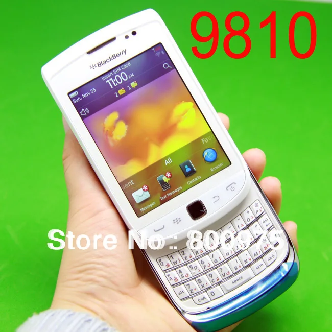 

9810 Original BlackBerry Torch 9810 Mobile Phone Smartphone Unlocked QWERTY 3G Wifi GPS Cellphone & White