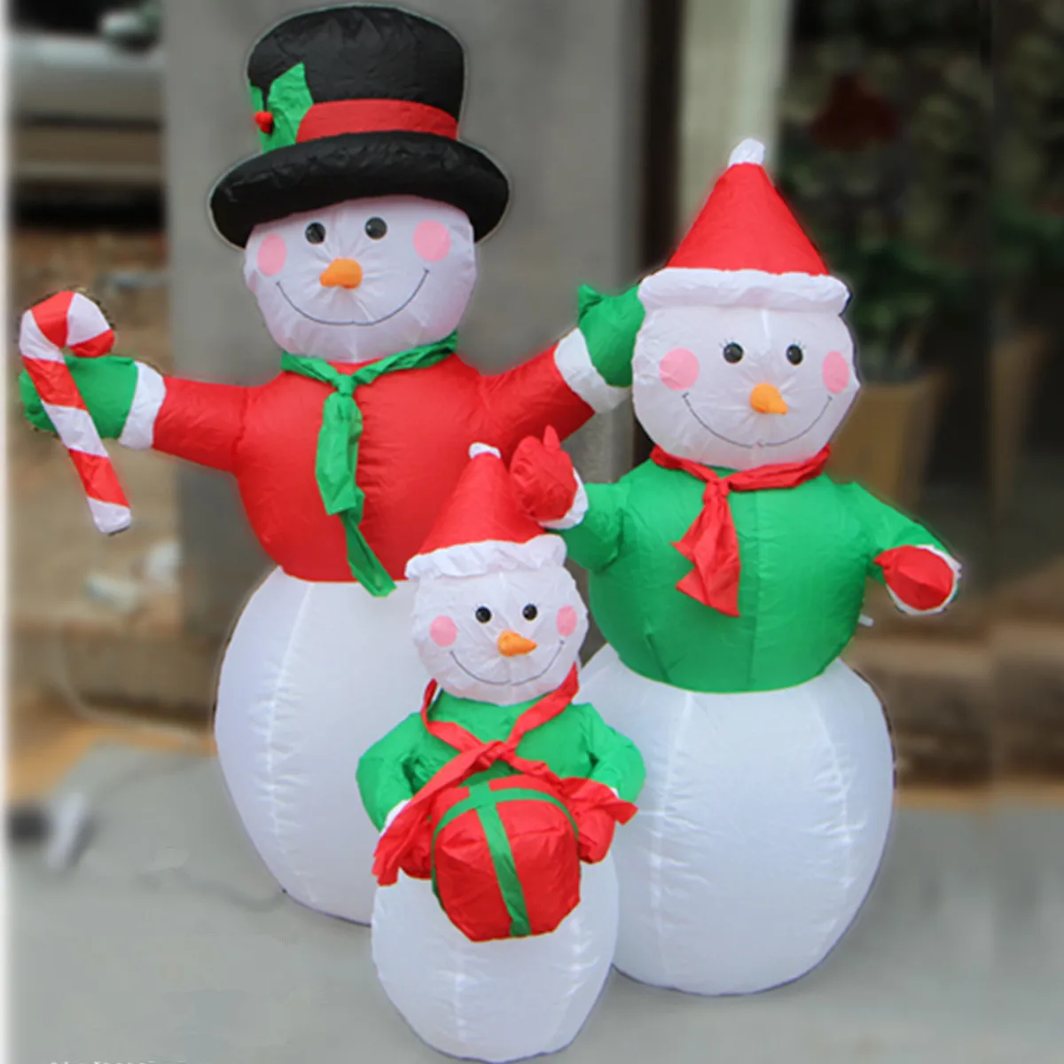 

EU plug Christmas Snowman Family Air Blown LED Lighted New Year Party Decor Holiday Lighting Inflatable Yard Garden Decoration