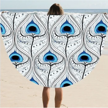 

Supply quality round silk sunscreen digital printed beach towel st06-67