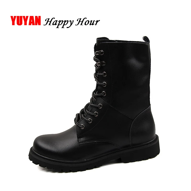 

Motorcycle Boots Men Genuine Leather Winter Shoes Fashion Brand Warm Plush for Cold Winter Men's Boots High Botas A053