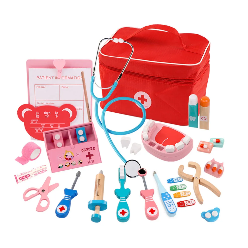 Children Pretend Play Doctor Nurse Toy Set Portable Cloth Suitcase