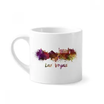 

Las Vegas America City Watercolor Mini Coffee Mug White Pottery Ceramic Cup With Handle 6oz Gift