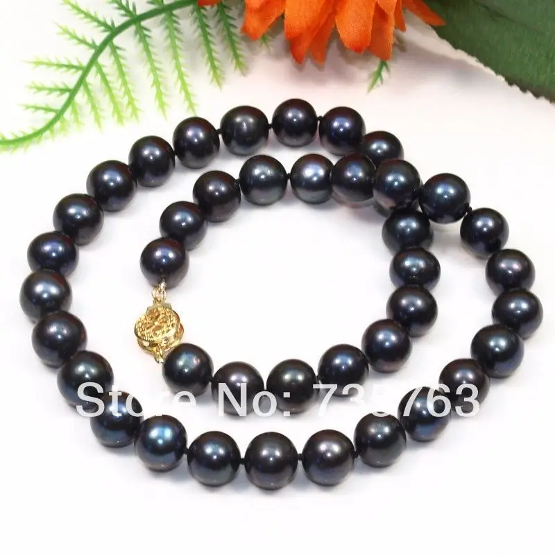 

HOT 001370 wwoman AA 12-13mm black Natural Akoya pearl necklace 17" new jewelry