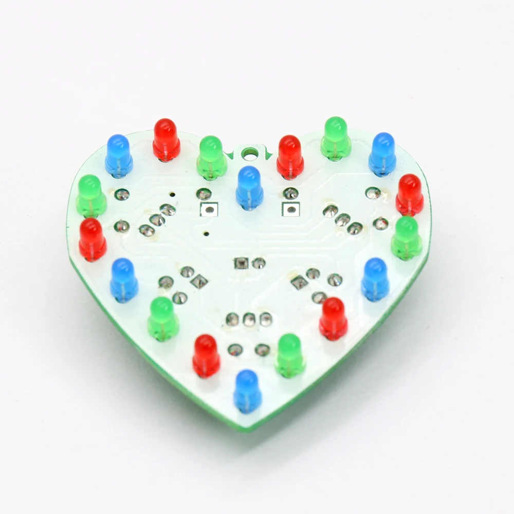 

New Electronic Fun Multicolor LED DIY KIT 18 LEDs Heart-Shaped Flashing Light Birthday Gift