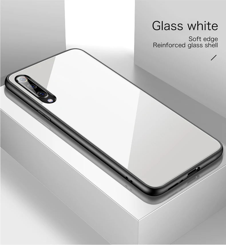 Luxury Plain Glass Case For Xiaomi Mi 10 8 9 SE Lite F1 Redmi Note 5 6 7 Pro Plus Pocophone F1 Phone Cover