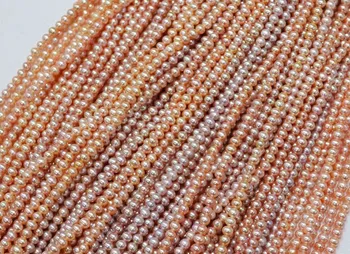 

Wholesale 3-4mm REAL Natural Freshwater Pearl Necklace String, Pearl Strand 38cm Long, 3 Color for you to choose