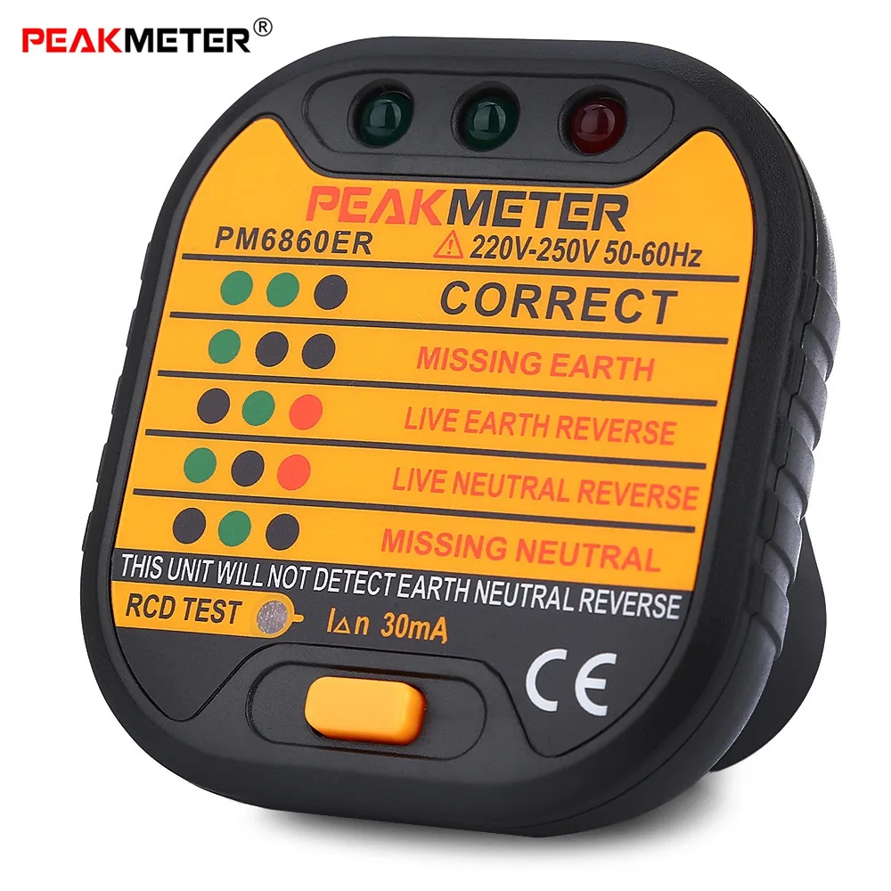 Peakmeter pm6860er автоматический электрический 220 В-250 В Великобритании розетка Тесты er