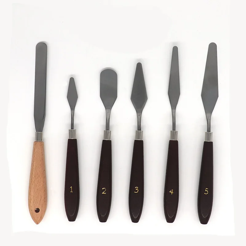  6pcs Mixed Wood stainless steel Palette Scraper Set Spatula Knives for 3D Printer Spatula Palette K