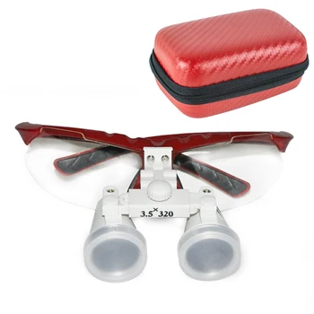 

Dentist Red Dental Surgical Medical Binocular Loupes 3.5X 320mm Optical Glass Loupes With Red Carry Case