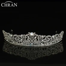 CHRAN Brand Vintage Hair Jewelry Princess Wedding Crown Wholesale Rhodium Plated Crystal Bridal Headband Tiaras for Women