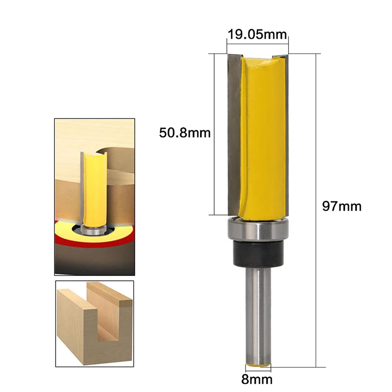 8 мм хвостовиком шаблон отделка шарнир долото прямой конец насадка-триммер очистки флеш шип Фрезерные фрезы по дереву