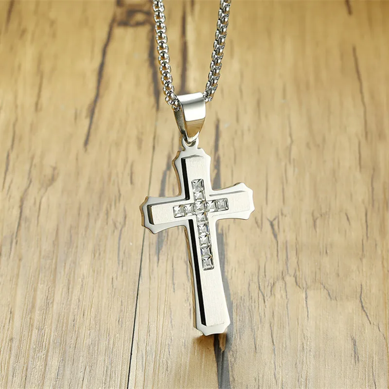 stainless steel cross necklace women's