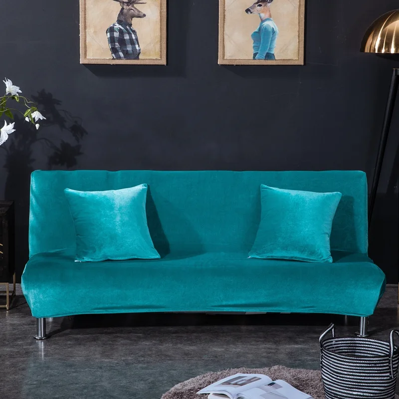 

Armless Sofa Cover Solid Color All-inclusive Folding Stretch Sofa Bed Protector Universal Slipcover Multicolor optional