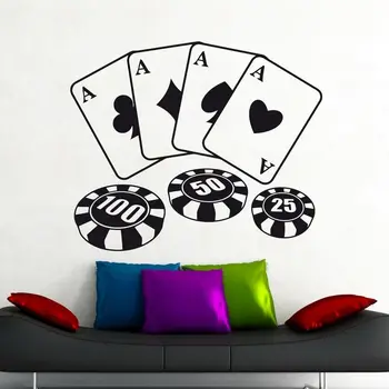 

Casino Sticker Gambling Decal Gamble Poker Posters Vinyl Wall Decals Home Decoration Decor Mural Casino Sticker