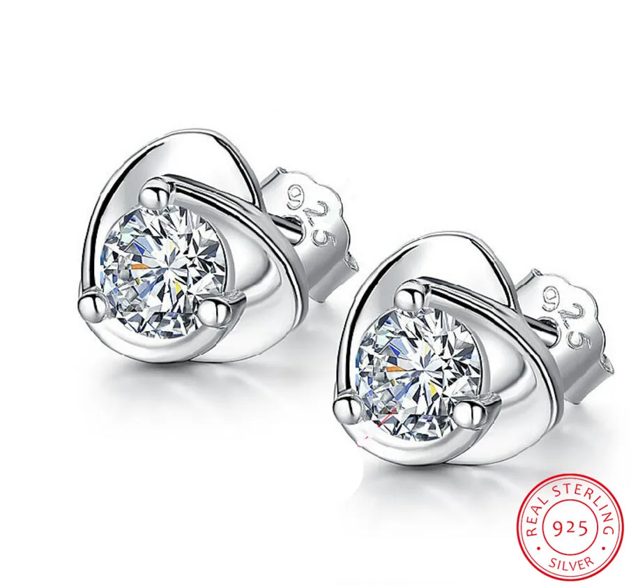 

Tender Love 925 Sterling Silver Earrings For Women Jewelry Dazzling Cz Heart Stud Earrings Pendientes Oorbellen S-e477