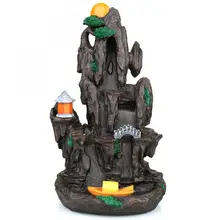 В форме горы традиционный дым водопад обратного потока благовония горелка высокие горы и течет вода Стиль смолы горелка