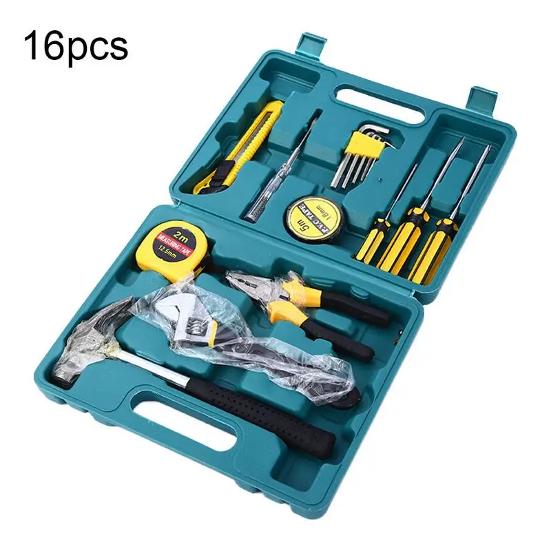 

16pcs/set Hardware Tools Multi-function Electrical Tools Household Combination Set Toolbox with Plastic Box