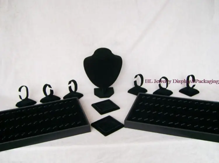 

9pcs/lot Retail Jewelry Display Stand Black Velvet Pendants Watch Necklace Stand Organizer Cases Display for Jewelry Showcases